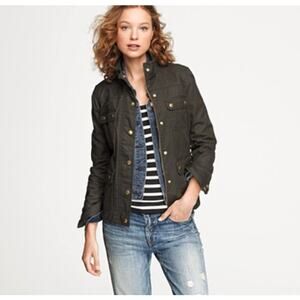 J.Crew The Downtown Field Coated Canvas Snaps Hidden Zipper Jacket Small